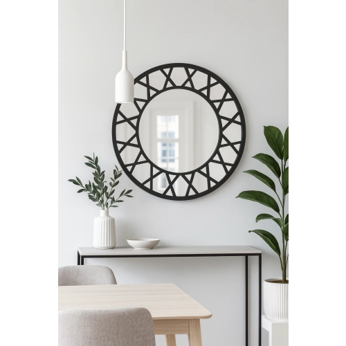 Lustro ICE LOFT CLOCK – okrągłe lustro loft czarne ze szprosami, duże industrialne w stylu tarczy zegara do salonu, przedpokoju, jadalni